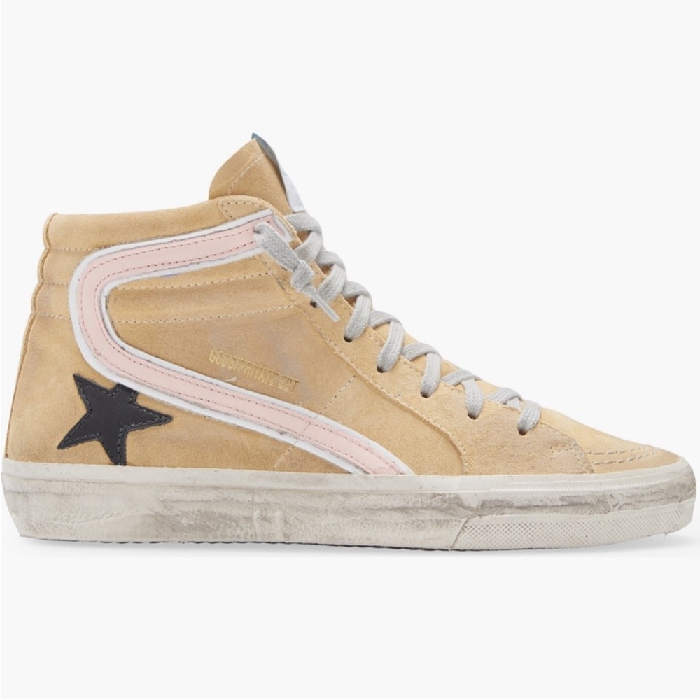 GOLDEN GOOSE
Slide High Top Sneaker in Sand/Black/Rose Quartz